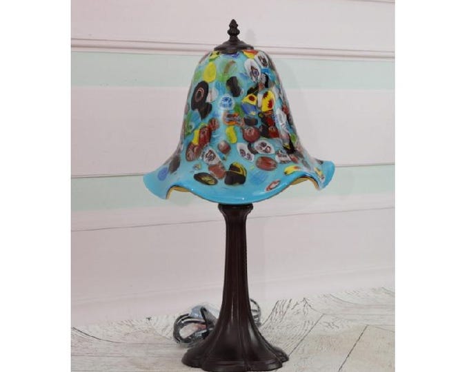 Rainbow Murano Glass Lamp - Desk Lamp - Murano Style Lamp - Office Gift - Night Stand Lamp - Vintage Lamp - Home Decor