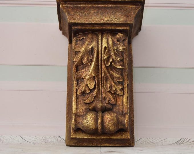 Gold Wall Console - Shelf Vintage Style - Shelf Gold Hanging - Art Work Column Console - Wall Decor - Home Decor - Gift for Housewarming