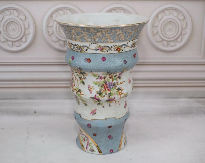Porcelain Painted Flower Pot - Handmade Porcelain and Bronze Ornaments - Flowers Design - Vase Art Nouveau - Home Decor - Gift for Wedding