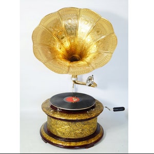Nostalgic Gramophone - Phonograph New Working - Record Player Antique Style - Handmade Gramophone - Nice Gift Idea