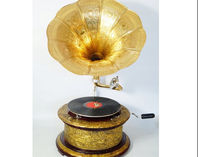 Nostalgic Gramophone - Phonograph New Working - Record Player Antique Style - Handmade Gramophone - Nice Gift Idea