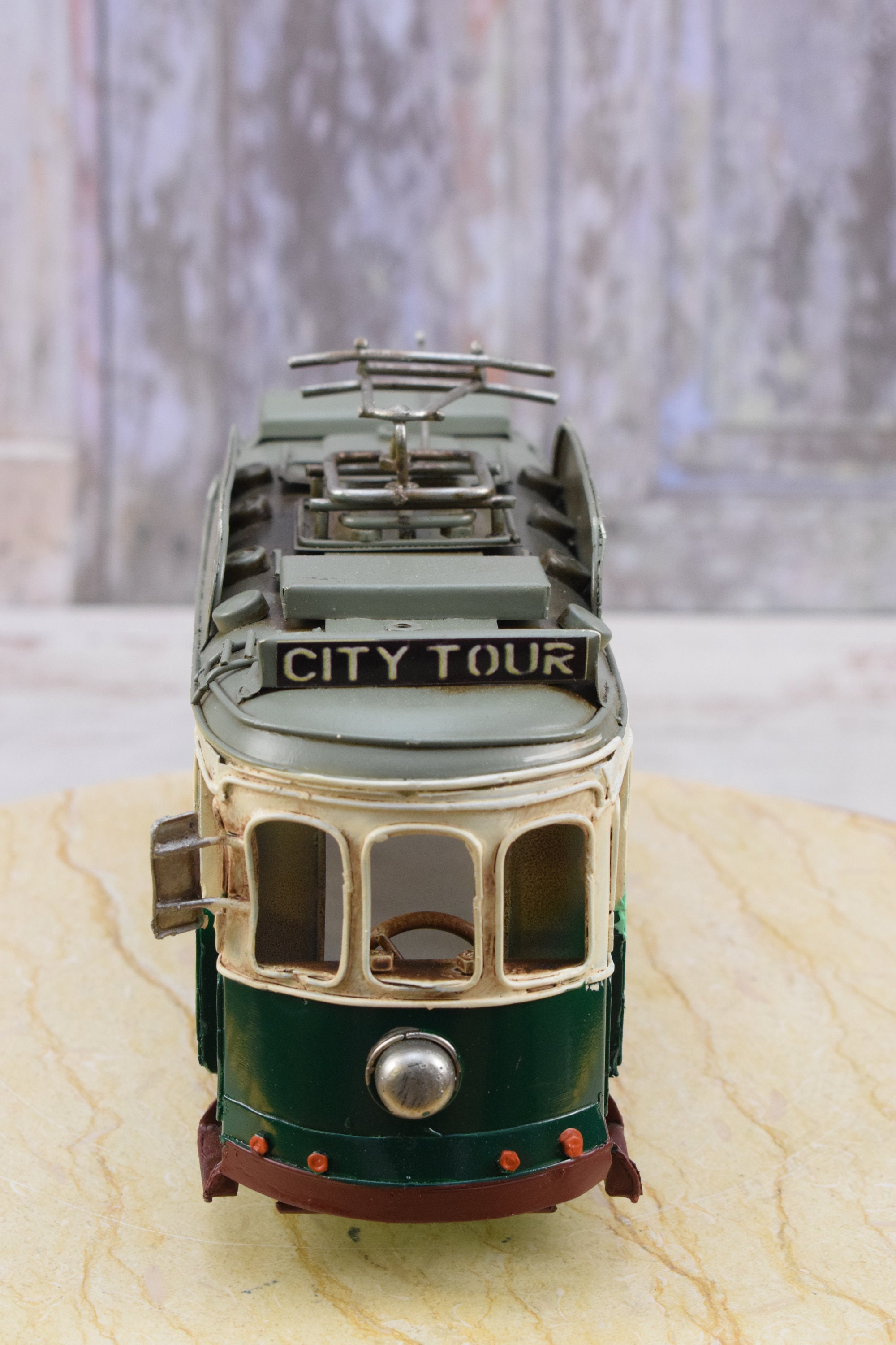 MS638 Vert vintage Tram Trolley Tramway Rétro HorlogeRie Enroulement En  Étain Jouet de Collection -  France
