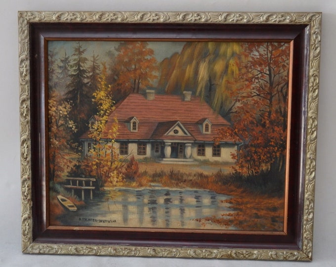 Old Painting - Cracow Residence - Oil on Wood - Polish Artist - Exclusive Gift - Wall Art - Home Decor - Gift Idea