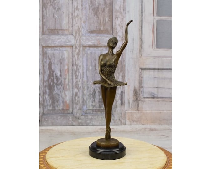 Young Ballerina Bronze Statue on Marble Base - Dancer in Dress Sculpture  - Dance Trophy - Dancing Woman - Home Decor - Gift Idea