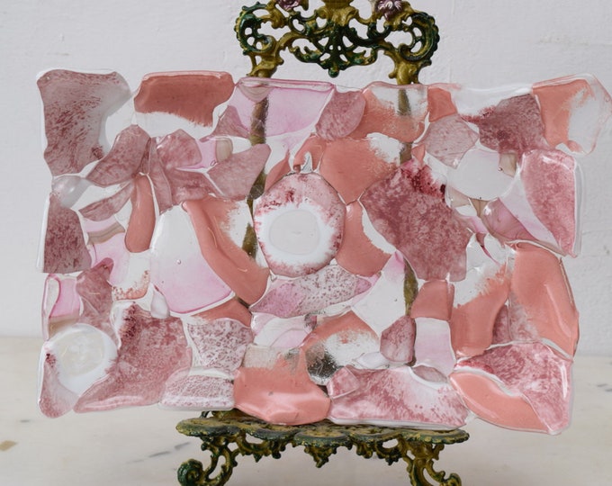 Pink Plateau Glass on Murano Style  Beaufitul Gift Handmade Product   Art Deco