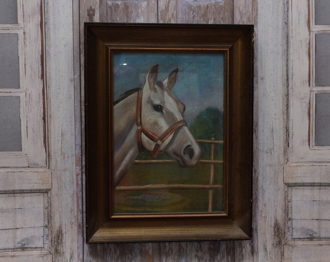 Amazing Painting Horse Head Kossak Old Painting - Handmade Painting - Old Pastel on Drawing - Nice Horse - Polish Art - Wall Decor Horse Art