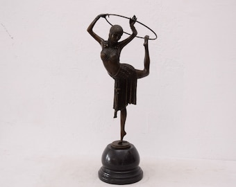ドガ風ブロンズバレリーナ像 - エレガントなアート装飾（40 cm