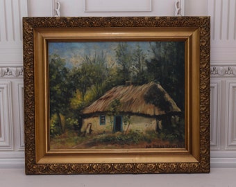 Antique Stanisławski Landscape Painting: Polish Village Art