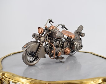 Vintage Metal Motorcycle Model – Rustic Old School Classic Toy, Collector Item