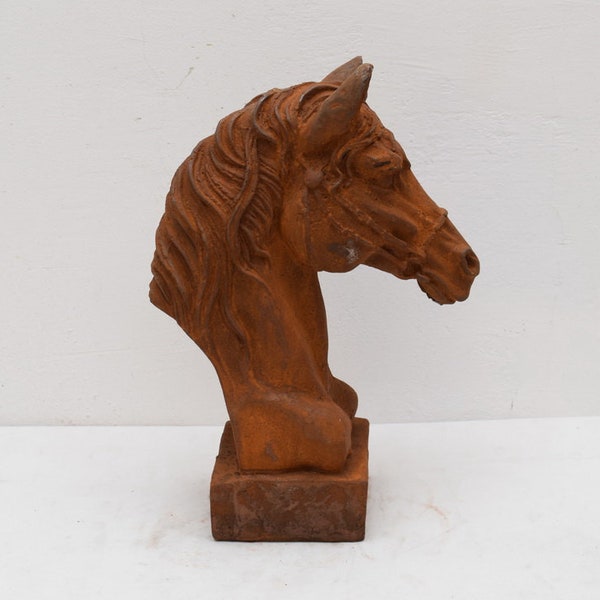 Tête de cheval en fonte - Figurine cheval buste chevaux - Cadeau style vintage