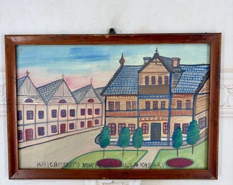 Antique Art - Nikifor Krynicki Painting: Old Krynica Zdroj, Polish Urban Art