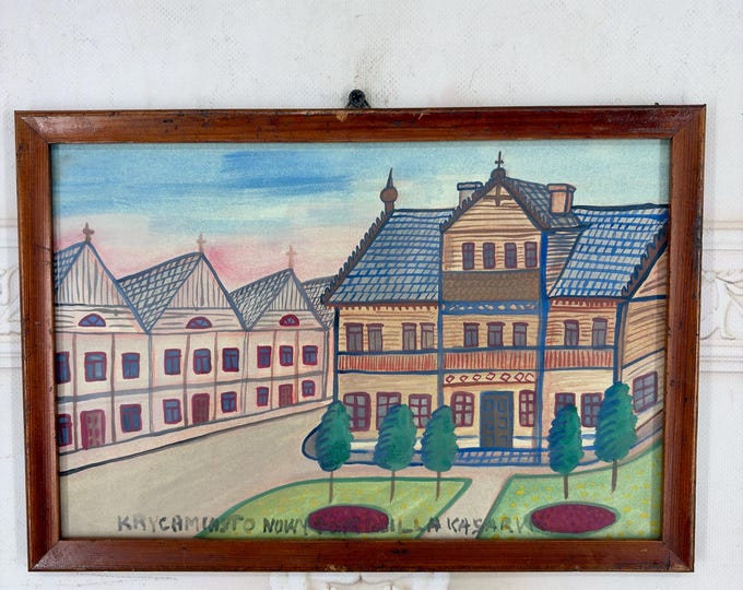 Antique Art - Nikifor Krynicki Painting: Old Krynica Zdroj, Polish Urban Art