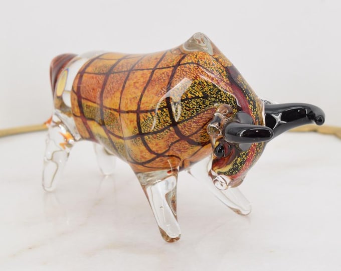 Art Work Bull Murano Style - Venetian Colored Glass Sculptur - Elegant Glass Statue - Italian Home Decor - Exclusive Gift Idea