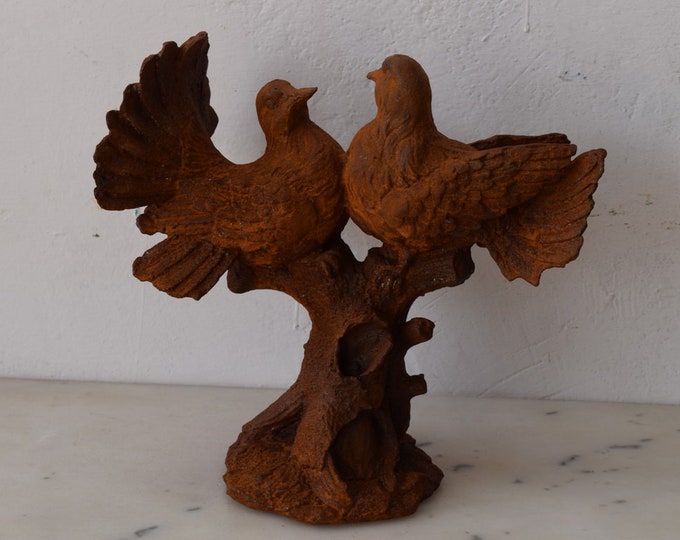 Wedding Cast Iron Love Pigeon Pigeons Sculpture Figurine Figure Gift Vintage  Style