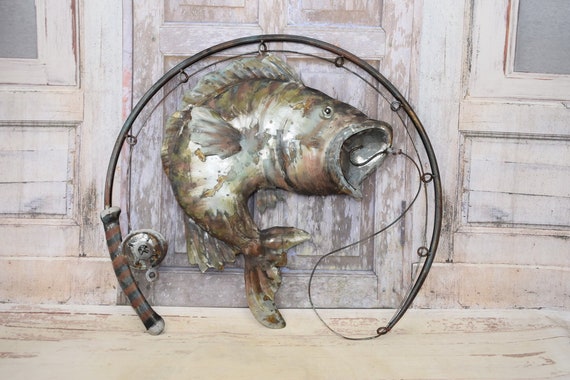 Décoration Murale En Métal Poisson Sculpture En Fer Et En Verre,Murale Extérieure Sur Le Thème