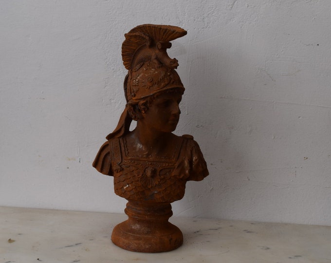 Cast Iron Roman Warrior Mithology Sculpture Figurine Figure Gift Vintage  Style