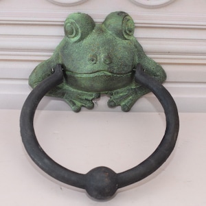 Large Green Cast Iron Door Knocker FROG - Art Nouveau Style - Home Decor - Gift for Birthday, Wedding, Housewarming - Garden Decoration