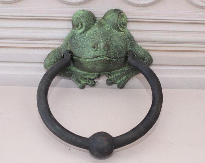 Large Green Cast Iron Door Knocker FROG - Art Nouveau Style - Home Decor - Gift for Birthday, Wedding, Housewarming - Garden Decoration