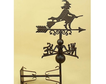 Cast Iron Weather Vane: Witch on Broom, Garden Decor
