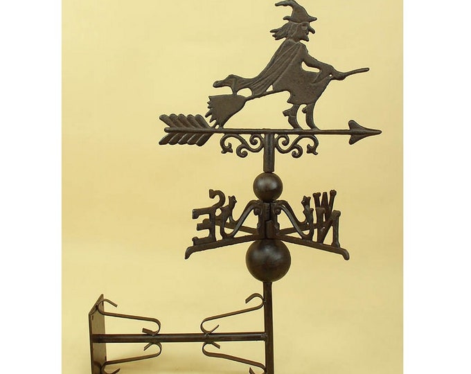 Cast Iron Weather Vane - Funny Weathercock - Witch on a Broom - Garden Sculpture - Figurine Witch - Amazing Gift for Garden