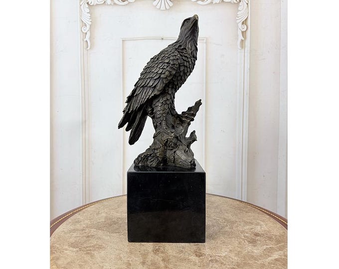 Vintage Bronze Eagle Statue on Branch - Home Decor Gift