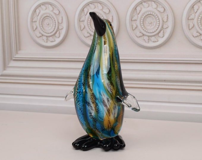 Large Statue Colorful Penguin Murano Glass - Unique Figurine Murano Style - Heavy and Massive - Italian Luxury Glass - Home Decor