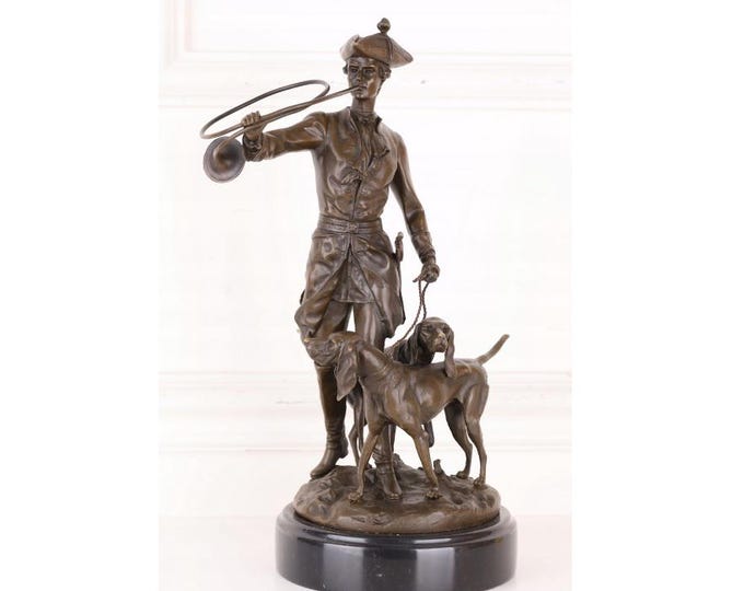 Hunter with a Hunting Horn and Two Beagles - Hunting Figure - Gift for a Hunter - Home and Garden Decor - Hunter Art - Timeless Art