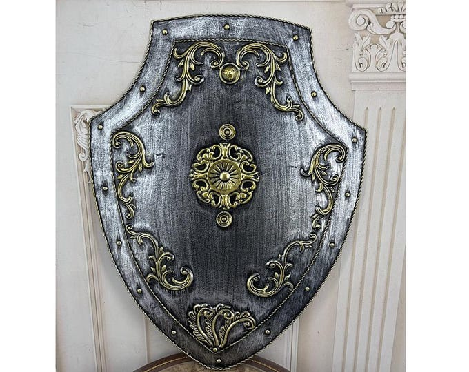 Vintage Knight's Shield: Rustic Metal Wall Decor, Armor Art