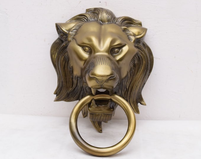 Exclusive Dark Brass Door Knocker - Head Lion - Vintage Style - Home and Garden Decoration