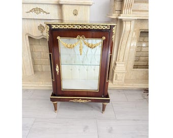 Vintage Louis XV Glass Display Cabinet – French Glazed Vitrine