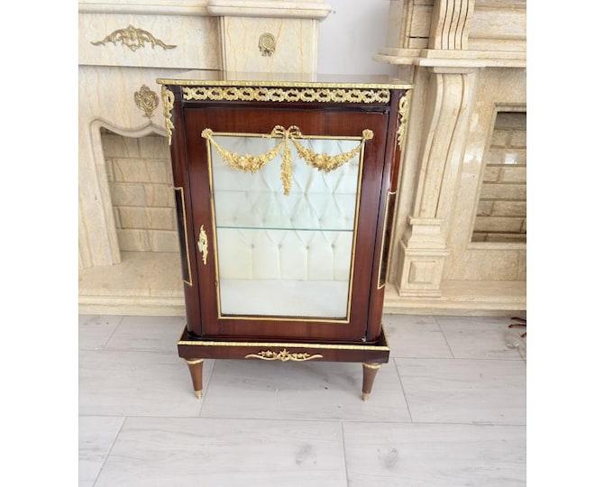 Vintage Louis XV Glass Display Cabinet – French Glazed Vitrine