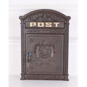 Vintage Brown Mailbox: Antique Style Angel Ornaments, A4 Size