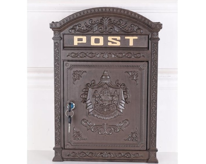 Vintage Brown Mailbox: Antique Style Angel Ornaments, A4 Size