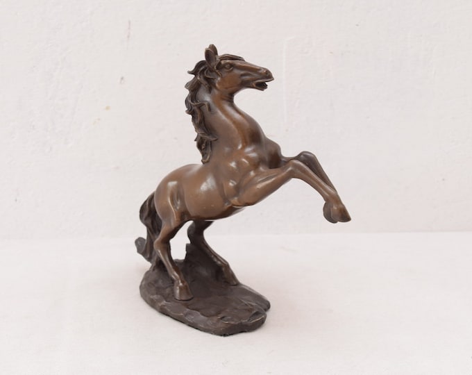 Wild Horse Realistic Bronze Horses Figurine Statue Base Sculpture Animal Gift Idea -