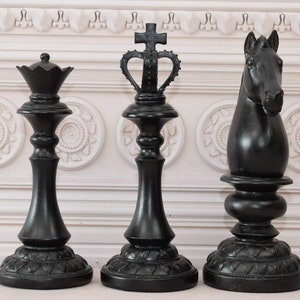 Large Three Chess Set - Queen King and Horse - Amazing Figurines - Large Sculptures Set - Gift for Chess Player