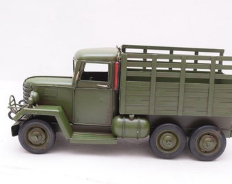 Green military truck - vintage truck - old metal model - military toy - green truck gift military Old Scool