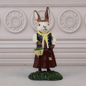 1 Cast Iron Funny Woman Rabbit  - Rustic Cast Iron Rabbit - Amazing Garden Statue - Figurine Hare - Gift Idea for Home and Garden