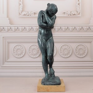 Large Woman Eva Act Bronze Statue on Marble Base - Eva Auguste Rodin - Patina Bronze - Vintage Bronze - Home Decor - Gift Idea for Birthday