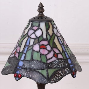 Amazing LampTiffany Style - Table Dragonfly Lamp - Flower Stained Glass - Bedside Lamp - Atmospheric Lamp - Home and Office Decor - Gift