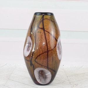 Unique Brown Vase Murano Style Glass - Handcrafted Flower Pot - Gift Idea - Italian Glass - Home Decor