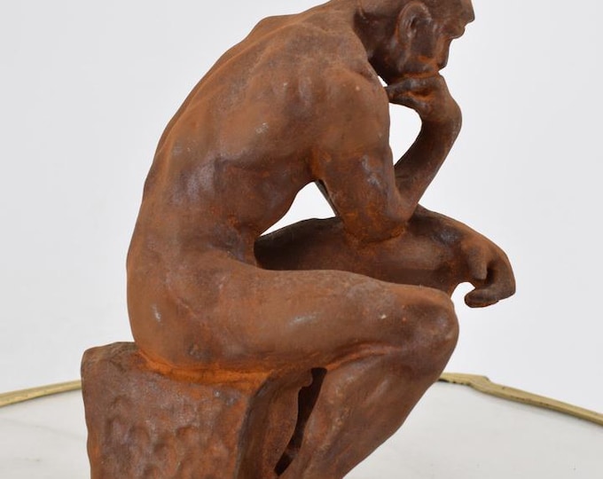 Cast Iron Rodin, Thinker Staute - Rustical Signed Sculpture - Rodin Vintage Figurine - Exclusive Gift for Home Garden