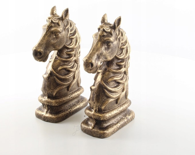Pair Horses Bookends Paperweight Cast Iron Sculpture Figurine Animal Horse Figure Gift Idea    Book Support