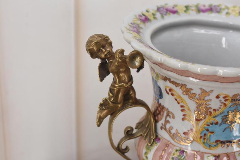 Art Nouveau Porcelain Vase – Bronze Angels, Vintage Flowerpot Decor - Etsy