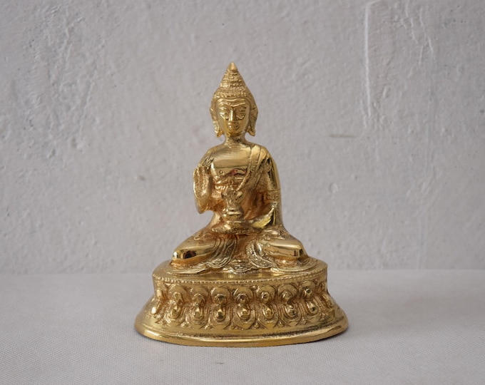 Polished Brass Buddha Figure Gift Idea - handmade figurine brass -