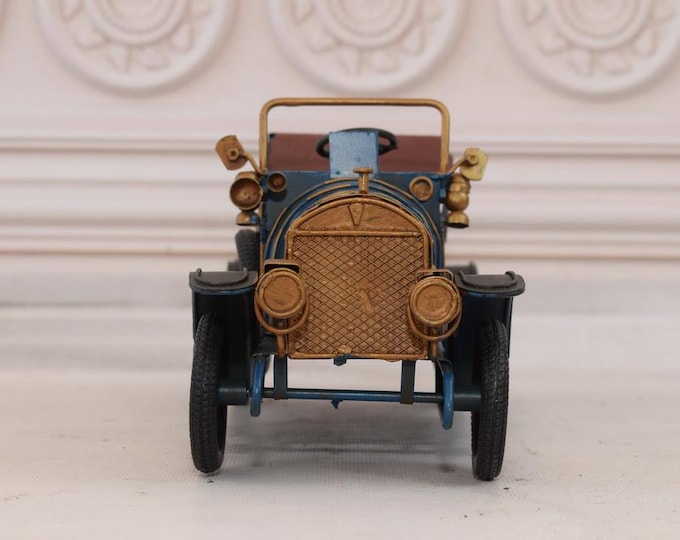 Vintage Metal Model Old Car - Amazing Blue Old Antique Car - Metal Model Toy - Gift Idea Old School Car - Home Decor