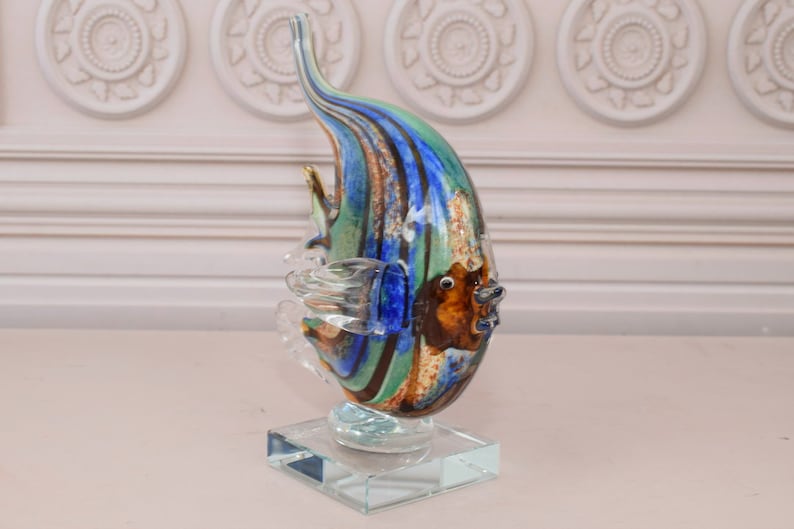 Handcrafted Murano Style Glass Fish Figurine: Venetian Home Decor ...