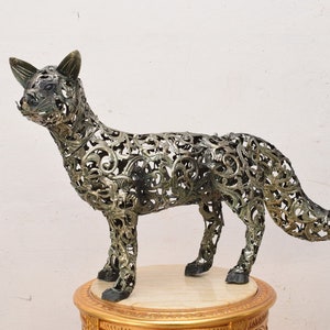 Large Amazing Iron Realistic Fox - Garden Figurine Fox - Statue Rustical Fox - Exclusive Gift for Home and Garden - Handmade Statue