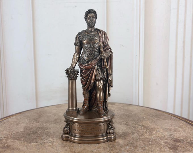 Marcus Aurelius Roman Emperor Statue – Decorative Bronze Coated Figurine – Classical Ancient Rome Sculpture