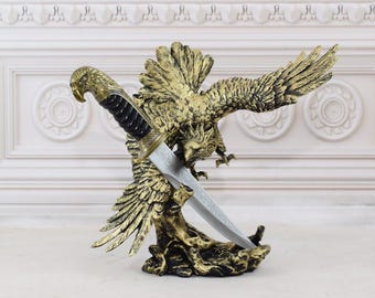 Eagle Relief Decorative Hunting Sword on Stand: Militaria Decor