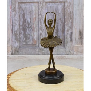 Young Ballerina Bronze Statue on Marble Base - Dancer in Dress Sculpture  - Dance Trophy - Dancing Woman - Home Decor - Gift Idea